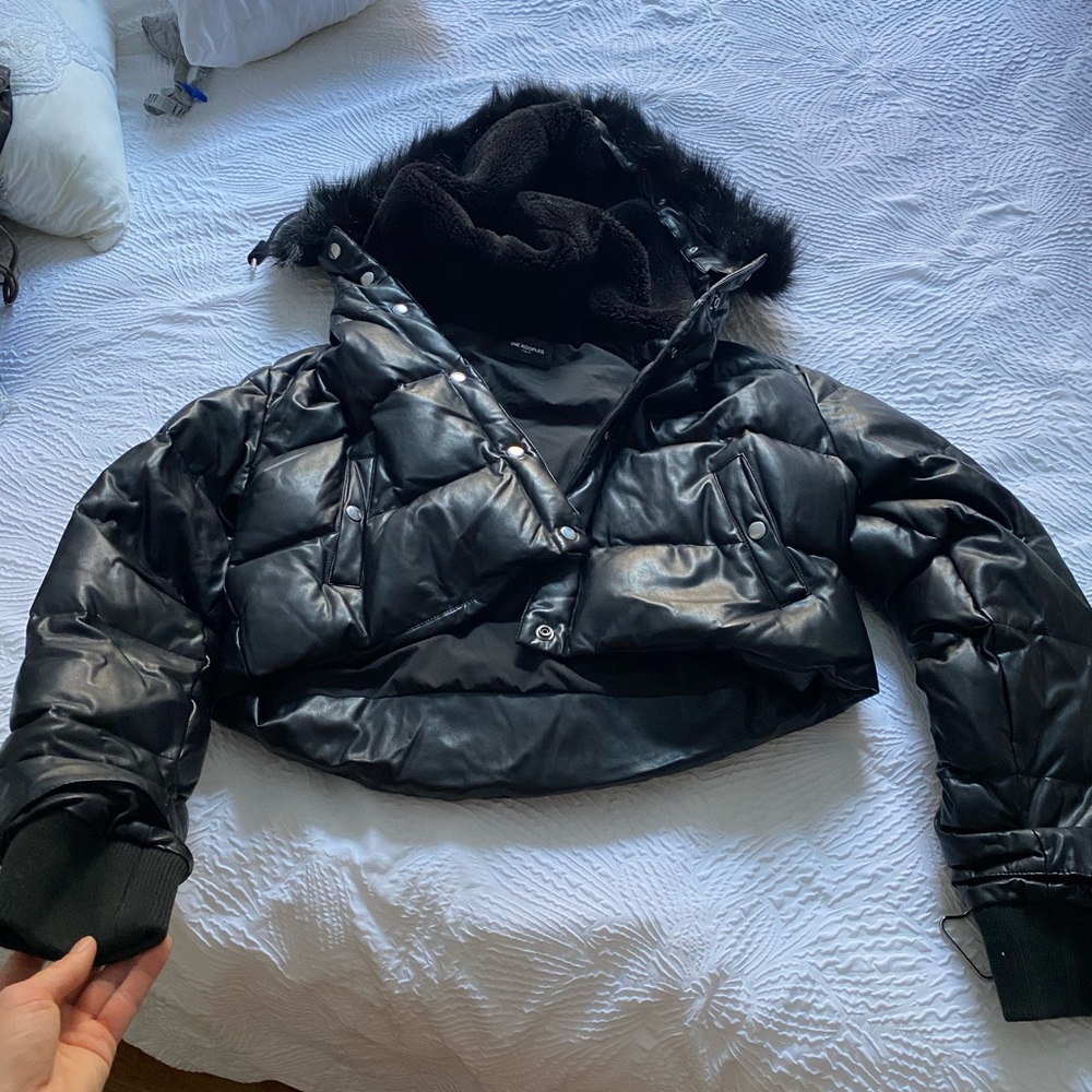 The Kooples Paris cropped puffer jacket.